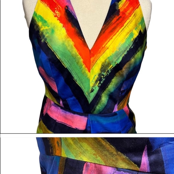 Milly Phoebe Watercolor Halter Dress with Pockets - Picture 5 of 5